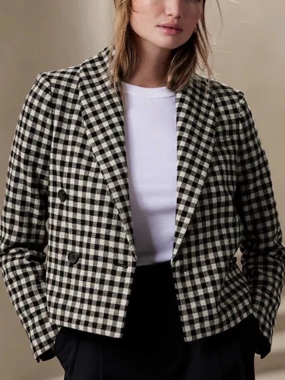 Banana Republic NWT Bea Cropped Checked Gingham Blazer Jacket Coat | 10